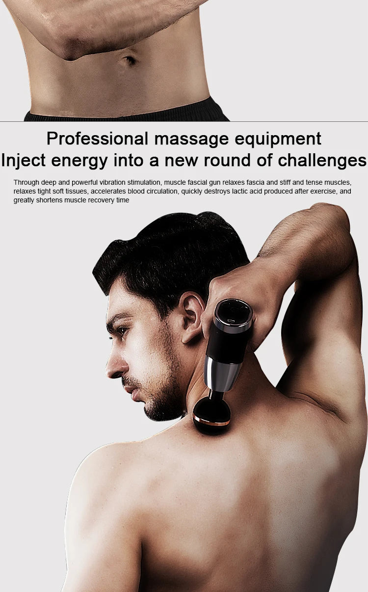 Micro Mini Fascia Gun 4 Massage Head Deep Muscle Tissue Relaxation Fitness Multi Frequency Electric USB Charging Massage Gun
