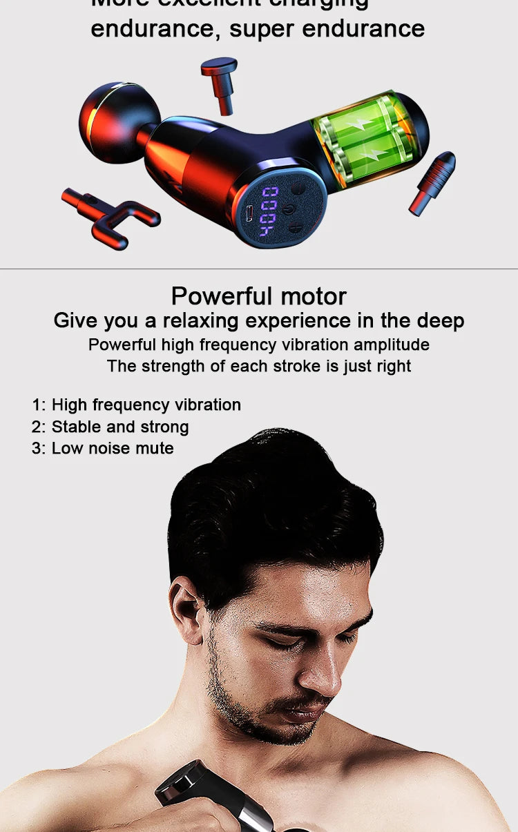 Micro Mini Fascia Gun 4 Massage Head Deep Muscle Tissue Relaxation Fitness Multi Frequency Electric USB Charging Massage Gun