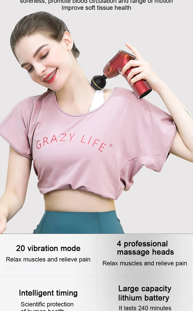 Micro Mini Fascia Gun 4 Massage Head Deep Muscle Tissue Relaxation Fitness Multi Frequency Electric USB Charging Massage Gun