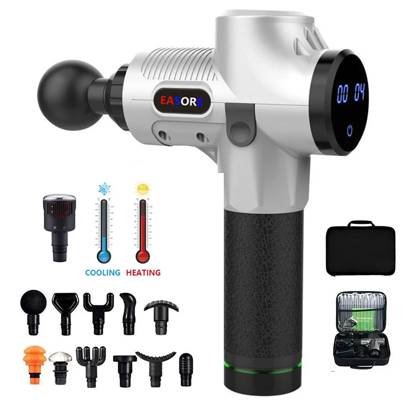 24V  New Upgrade Powerful Heat/ Cold Massage Gun, Easore X5 Pro Deep Muscle Massager With 12 Heads Brushless Motor For Home Gym