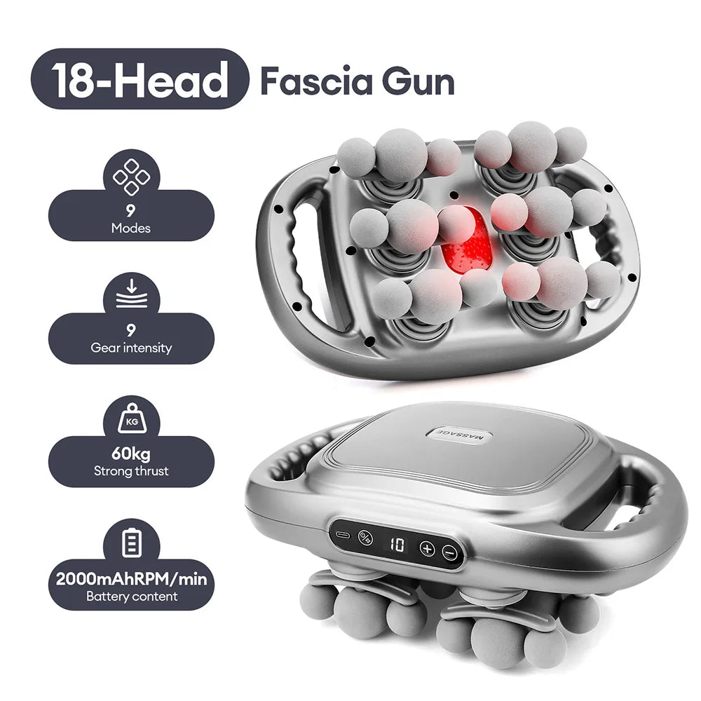 18-Head Fascia Gun High-Frequency Vibration Body Massage Gun Waist Back Massager Neck Shoulder Massage Machine Muscle masajeador