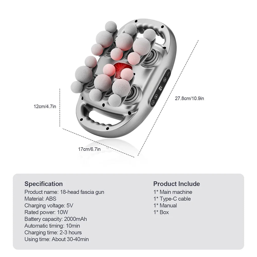 18-Head Fascia Gun High-Frequency Vibration Body Massage Gun Waist Back Massager Neck Shoulder Massage Machine Muscle masajeador