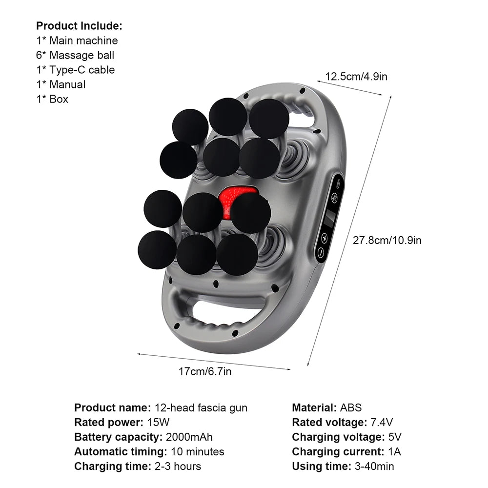 16-Head Fascia Gun High-Frequency Vibration Body Massage Gun Back and Waist Massager Neck Shoulder Massager Muscle masajeador