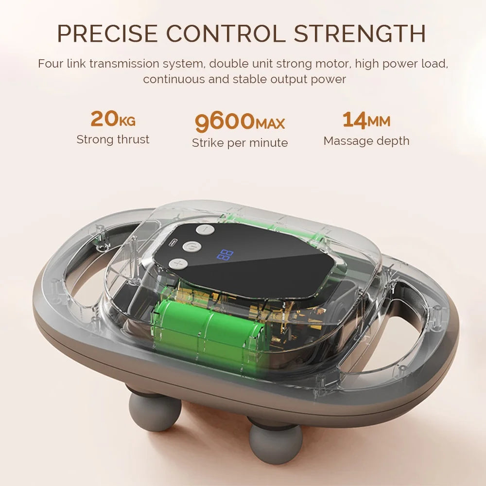 Fascia Gun Six-Head Deep Tissue Percussion Back Massager Wireless Waist Back Masajeador for Athletes Muscle Relax