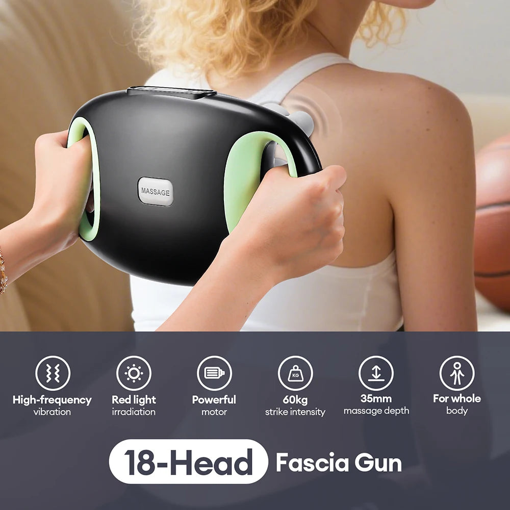 18-Head Fascia Gun High-Frequency Vibration Body Massage Gun Waist Back Massager Neck Shoulder Massage Machine Muscle masajeador