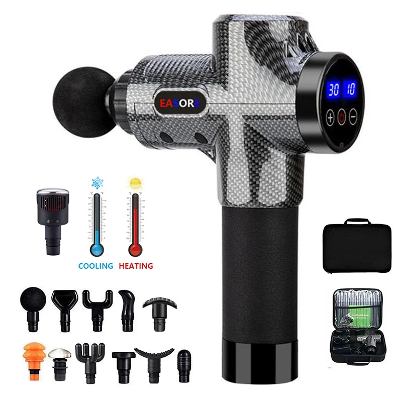 24V  New Upgrade Powerful Heat/ Cold Massage Gun, Easore X5 Pro Deep Muscle Massager With 12 Heads Brushless Motor For Home Gym