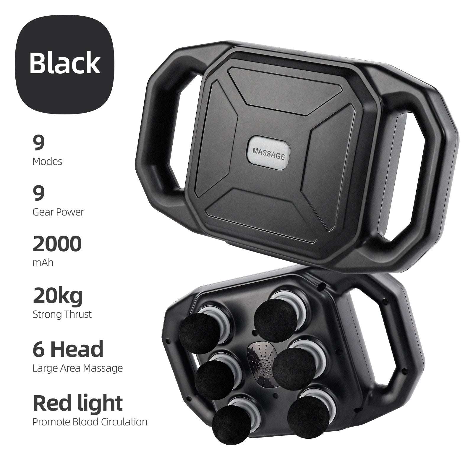 Fascia Gun Six-Head Deep Tissue Percussion Back Massager Wireless Waist Back Masajeador for Athletes Muscle Relax