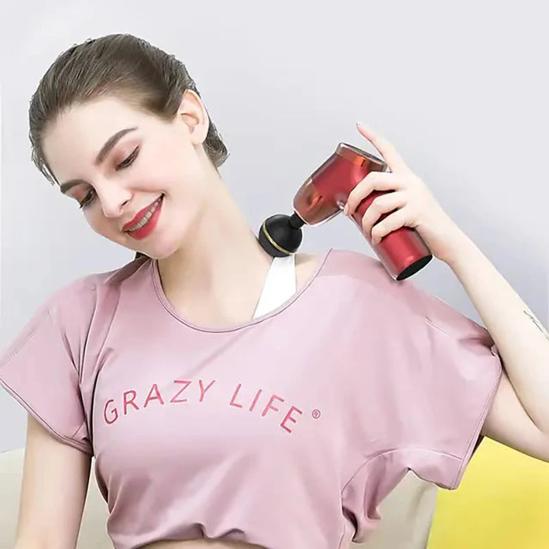 Micro Mini Fascia Gun 4 Massage Head Deep Muscle Tissue Relaxation Fitness Multi Frequency Electric USB Charging Massage Gun