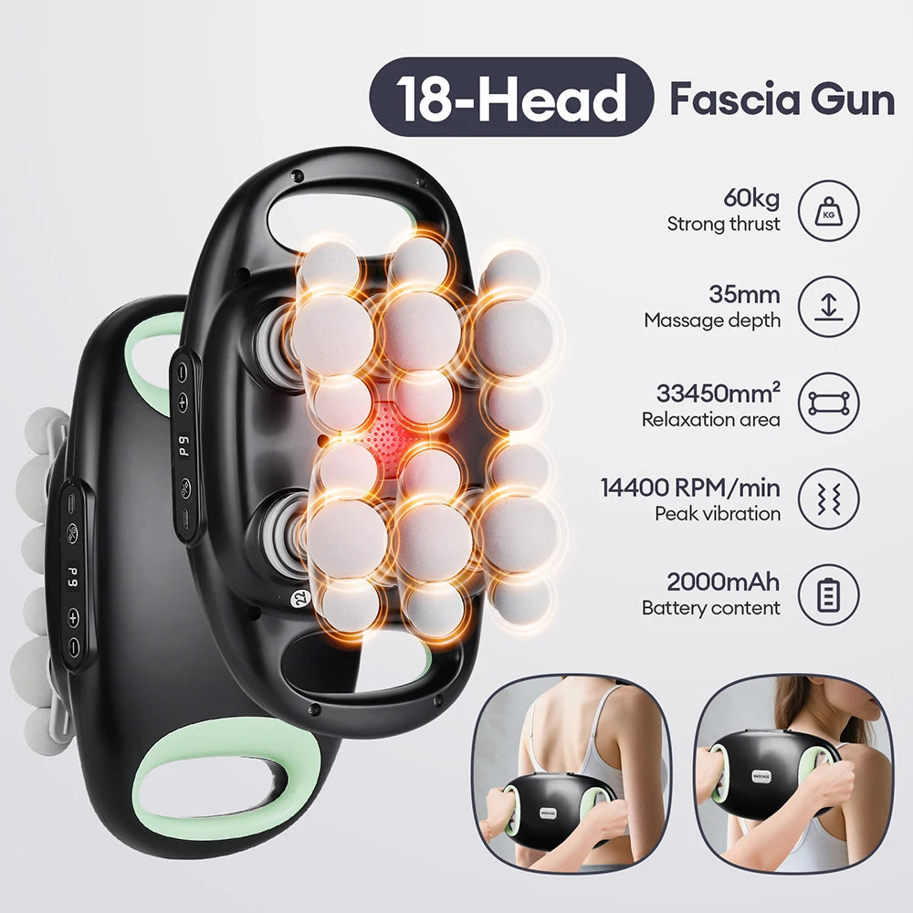 18-Head Fascia Gun High-Frequency Vibration Body Massage Gun Waist Back Massager Neck Shoulder Massage Machine Muscle masajeador