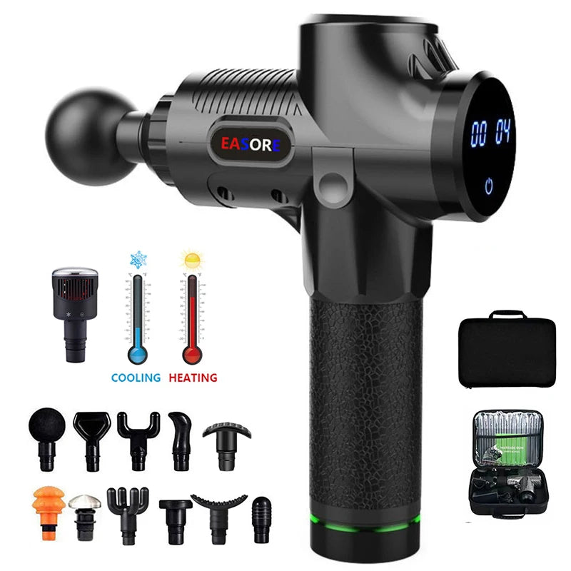 24V  New Upgrade Powerful Heat/ Cold Massage Gun, Easore X5 Pro Deep Muscle Massager With 12 Heads Brushless Motor For Home Gym