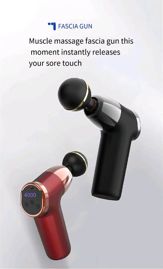 Micro Mini Fascia Gun 4 Massage Head Deep Muscle Tissue Relaxation Fitness Multi Frequency Electric USB Charging Massage Gun