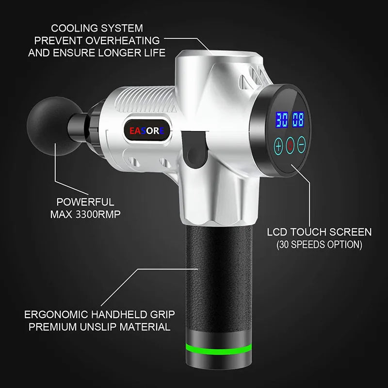 24V  New Upgrade Powerful Heat/ Cold Massage Gun, Easore X5 Pro Deep Muscle Massager With 12 Heads Brushless Motor For Home Gym