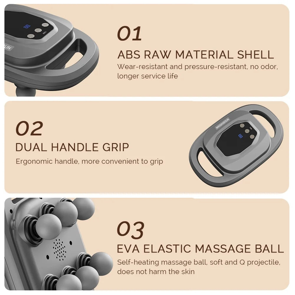 Fascia Gun Six-Head Deep Tissue Percussion Back Massager Wireless Waist Back Masajeador for Athletes Muscle Relax