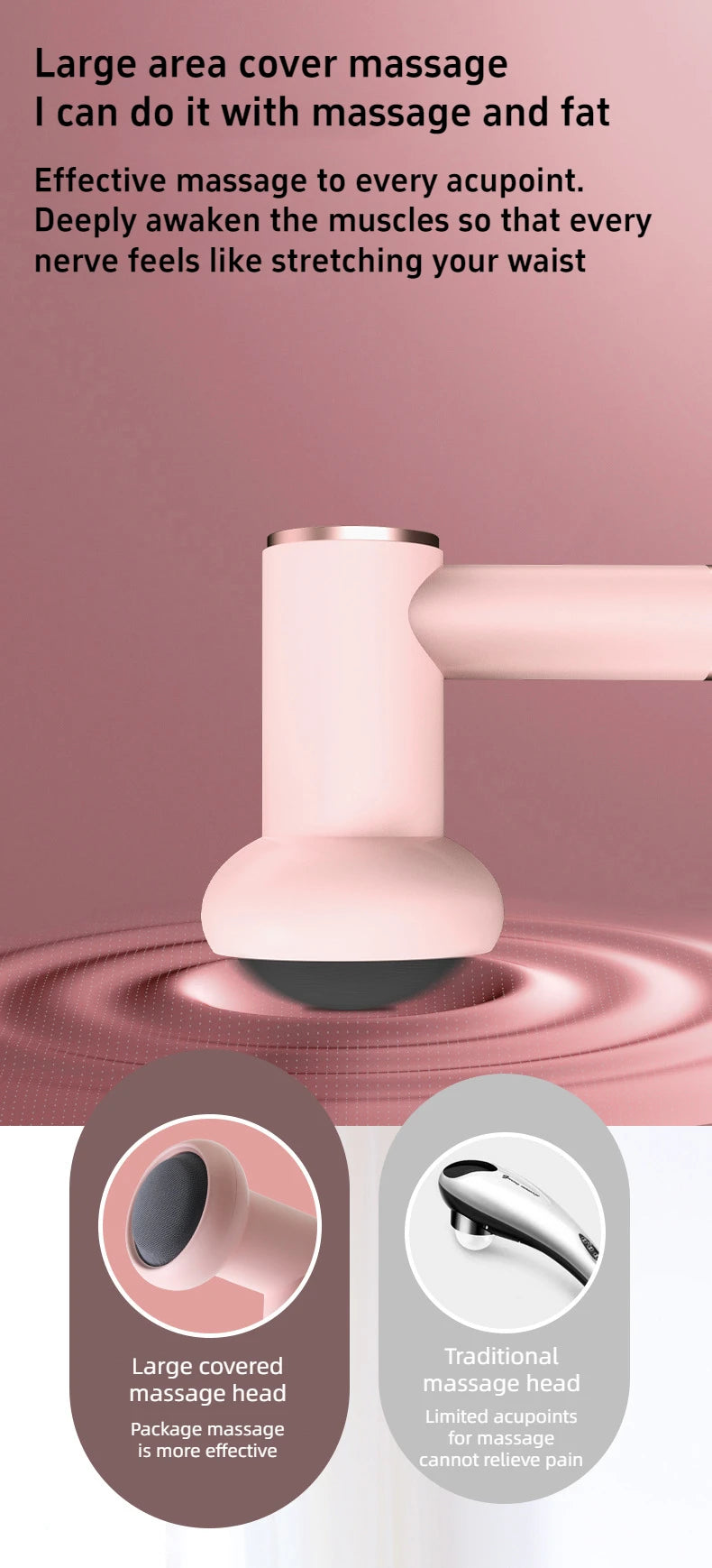 Massage Gun Wireless Charging Fat Pushing Machine Handheld Portable Massage Stick Neck, Waist, Shoulder Kneading Pink White