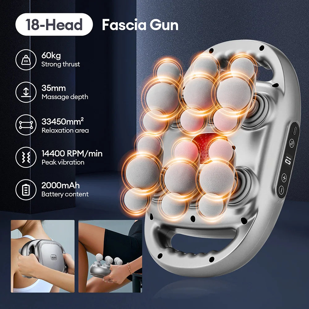 18-Head Fascia Gun High-Frequency Vibration Body Massage Gun Waist Back Massager Neck Shoulder Massage Machine Muscle masajeador