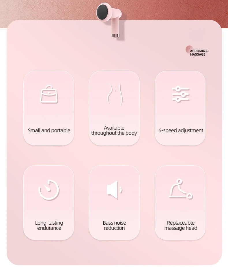 Massage Gun Wireless Charging Fat Pushing Machine Handheld Portable Massage Stick Neck, Waist, Shoulder Kneading Pink White