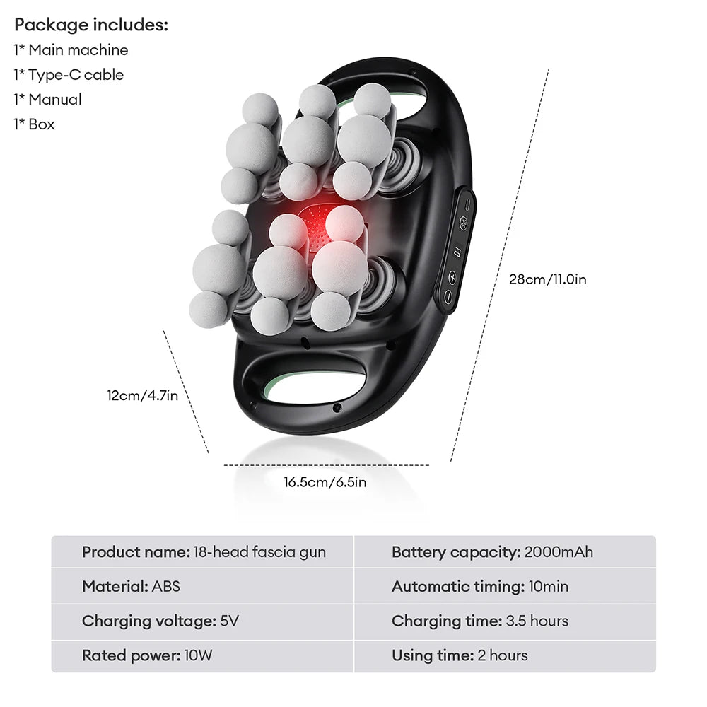 18-Head Fascia Gun High-Frequency Vibration Body Massage Gun Waist Back Massager Neck Shoulder Massage Machine Muscle masajeador