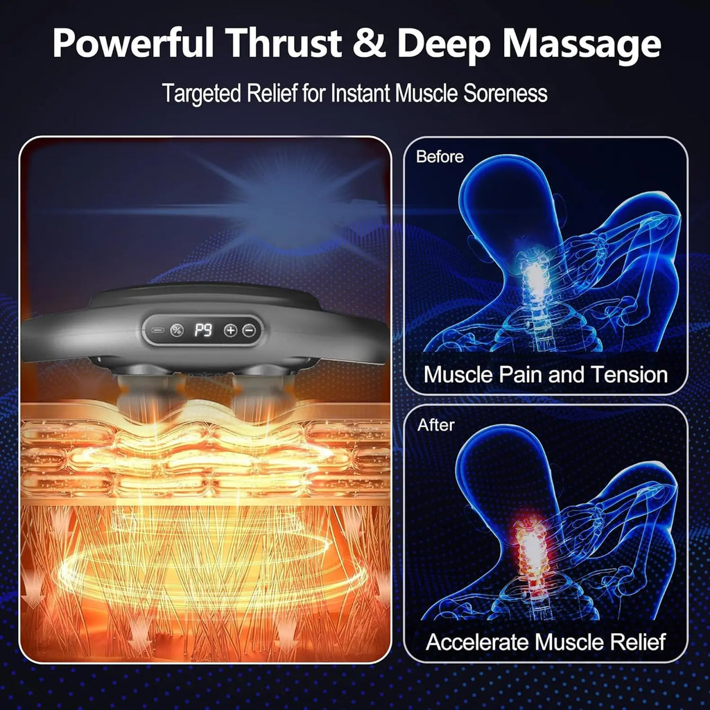 6 Head Massage Gun Deep Tissue with 9 Levels 9 Modes Electric Massager Tool Leg Arms Waist Back Buttocks Body Muscle Pain Relief
