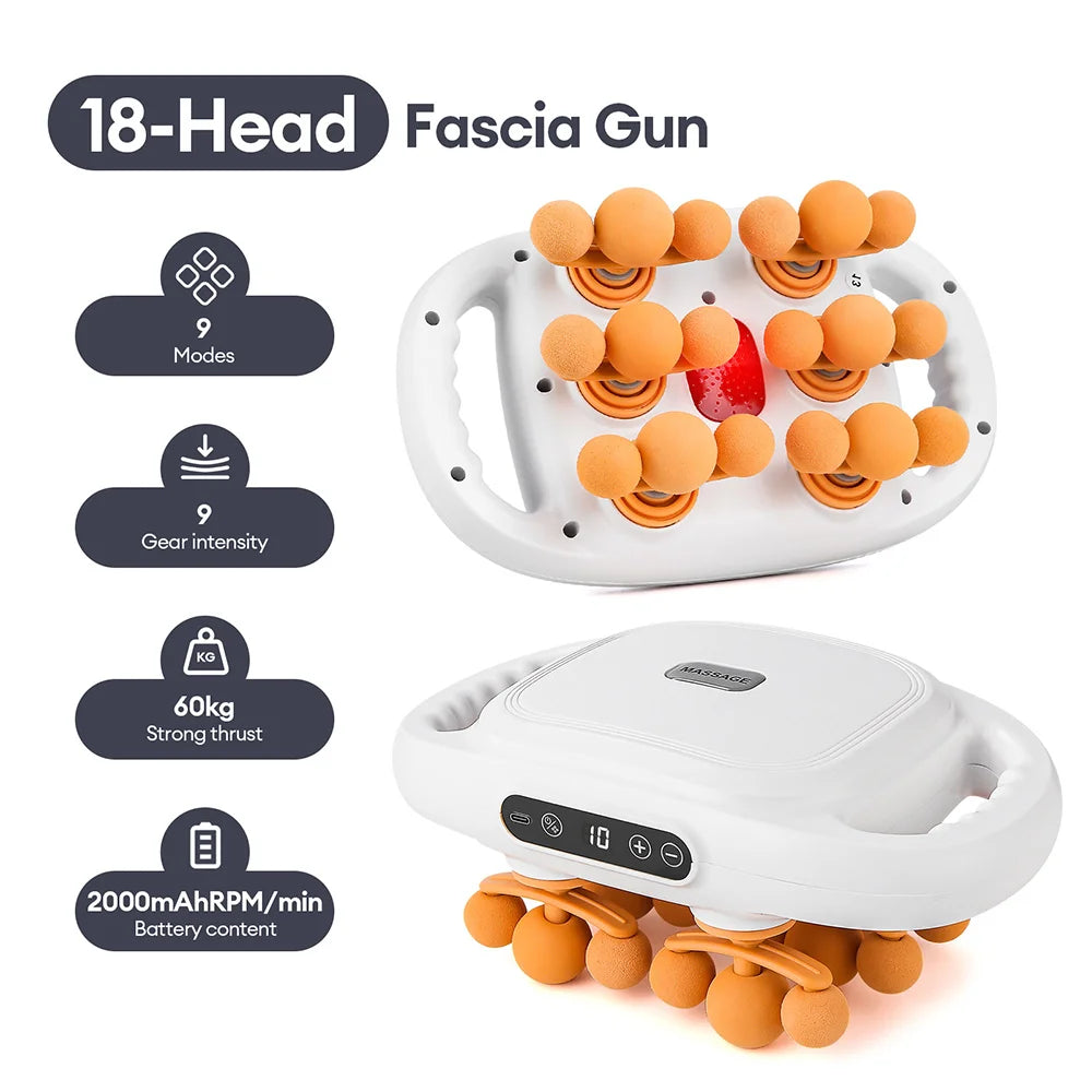 18-Head Fascia Gun High-Frequency Vibration Body Massage Gun Waist Back Massager Neck Shoulder Massage Machine Muscle masajeador