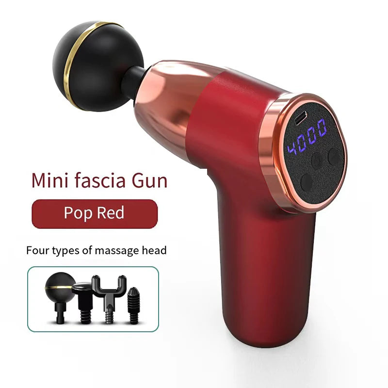 Micro Mini Fascia Gun 4 Massage Head Deep Muscle Tissue Relaxation Fitness Multi Frequency Electric USB Charging Massage Gun
