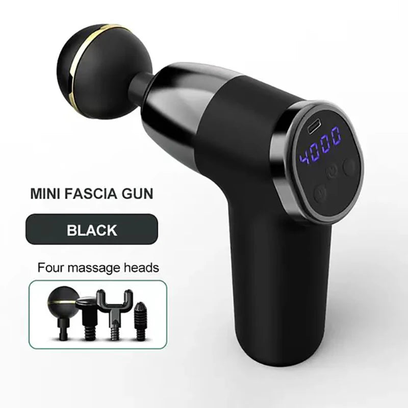 Micro Mini Fascia Gun 4 Massage Head Deep Muscle Tissue Relaxation Fitness Multi Frequency Electric USB Charging Massage Gun
