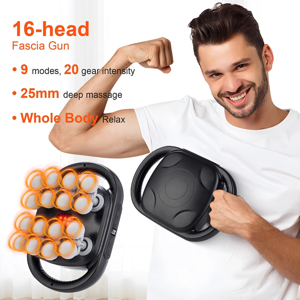 16-Head Fascia Gun High-Frequency Vibration Body Massage Gun Back and Waist Massager Neck Shoulder Massager Muscle masajeador
