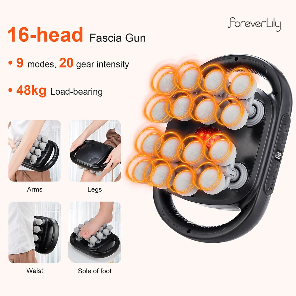 16-Head Fascia Gun High-Frequency Vibration Body Massage Gun Back and Waist Massager Neck Shoulder Massager Muscle masajeador