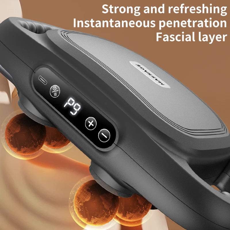 6 Head Massage Gun Deep Tissue with 9 Levels 9 Modes Electric Massager Tool Leg Arms Waist Back Buttocks Body Muscle Pain Relief