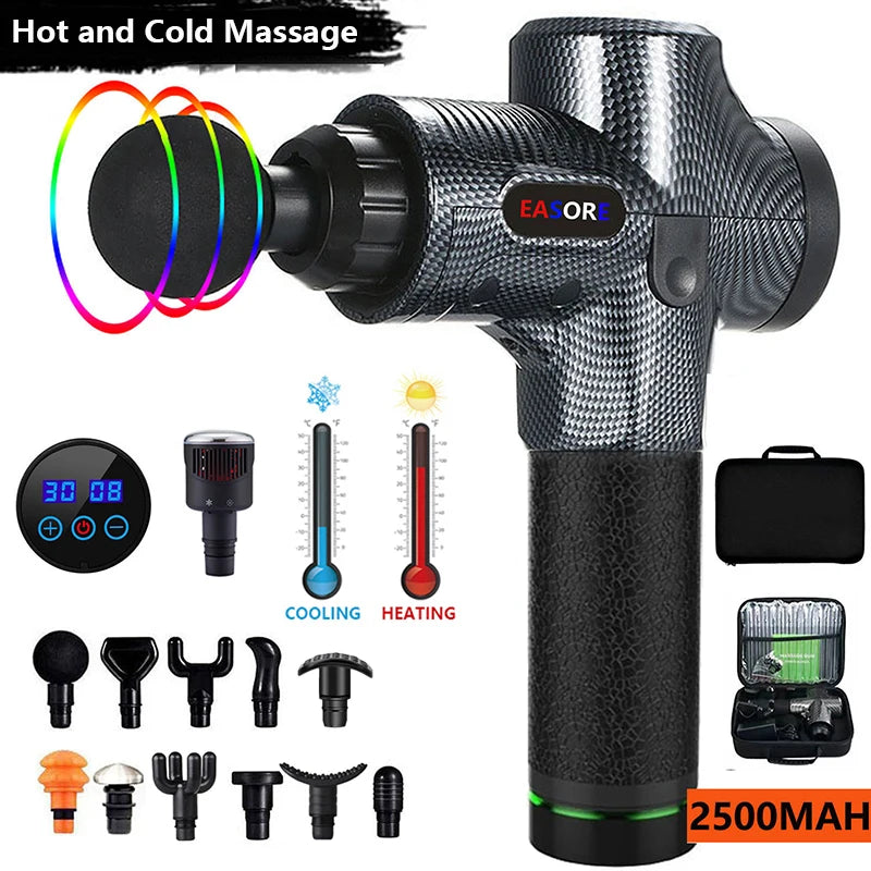 24V  New Upgrade Powerful Heat/ Cold Massage Gun, Easore X5 Pro Deep Muscle Massager With 12 Heads Brushless Motor For Home Gym