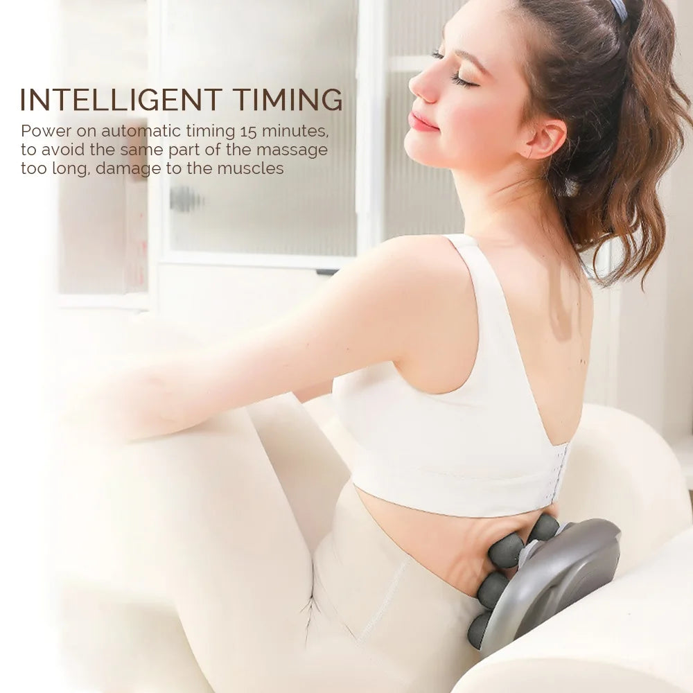 Fascia Gun Six-Head Deep Tissue Percussion Back Massager Wireless Waist Back Masajeador for Athletes Muscle Relax