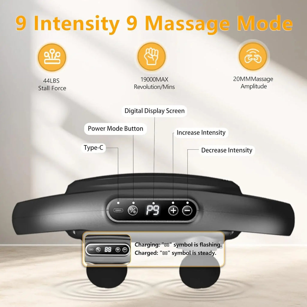6 Head Massage Gun Deep Tissue with 9 Levels 9 Modes Electric Massager Tool Leg Arms Waist Back Buttocks Body Muscle Pain Relief