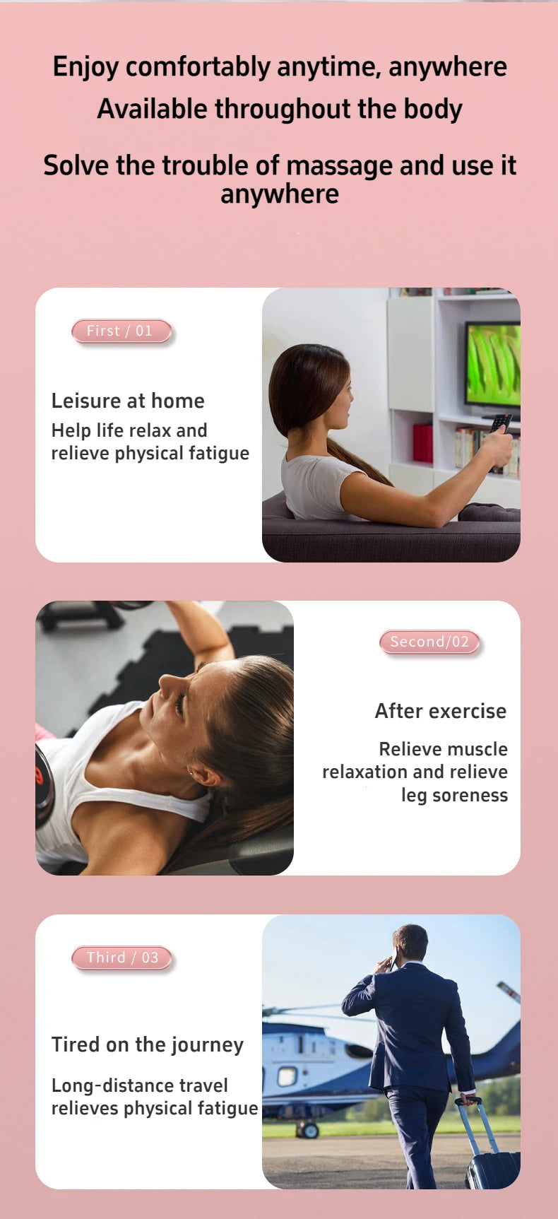 Massage Gun Wireless Charging Fat Pushing Machine Handheld Portable Massage Stick Neck, Waist, Shoulder Kneading Pink White