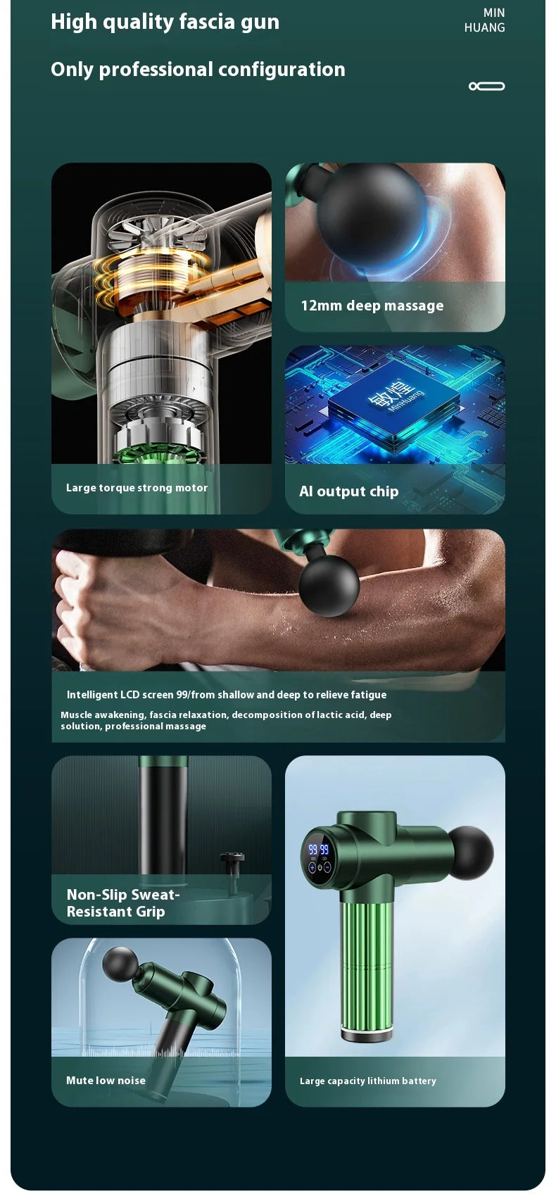 2025 New Massage Gun Body Massager Muscle Relaxer Electric LED Display 8 Kinds of Professional Massage Head Fascia Gun Gift