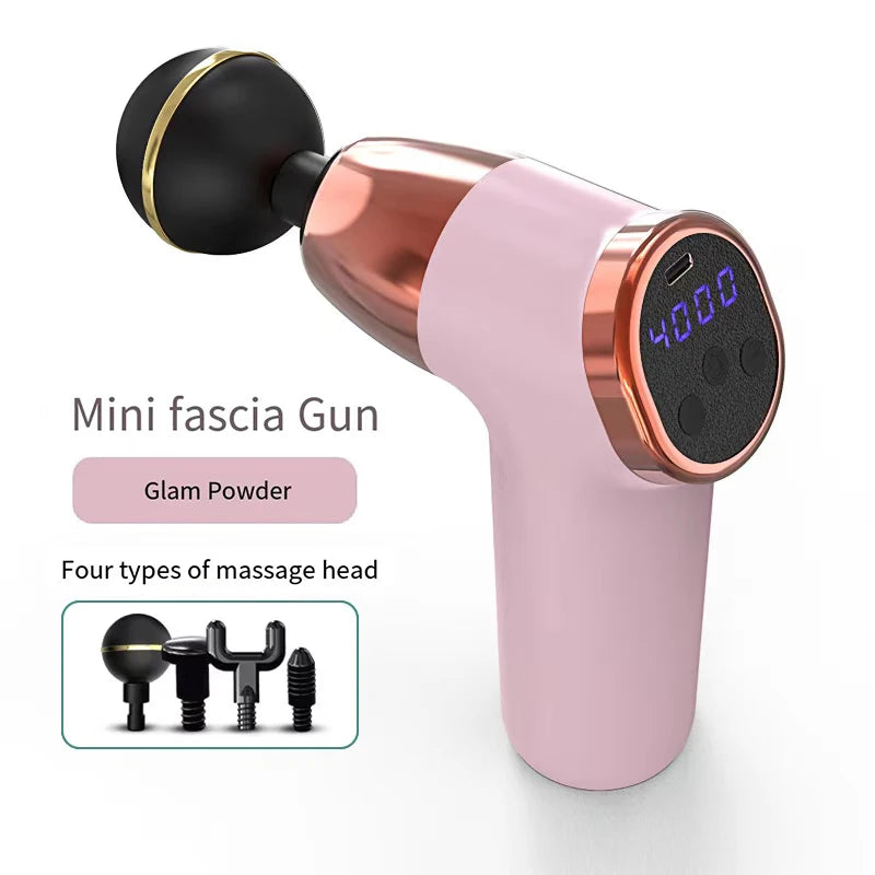 Micro Mini Fascia Gun 4 Massage Head Deep Muscle Tissue Relaxation Fitness Multi Frequency Electric USB Charging Massage Gun