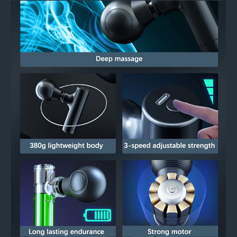 Mini Massage Gun Deep Tissue Powerful Percussion Muscle Massager Gun Compact Sports Handheld Massager For Muscles Neck Back Arms