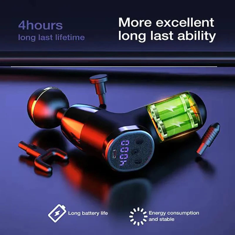 Micro Mini Fascia Gun 4 Massage Head Deep Muscle Tissue Relaxation Fitness Multi Frequency Electric USB Charging Massage Gun