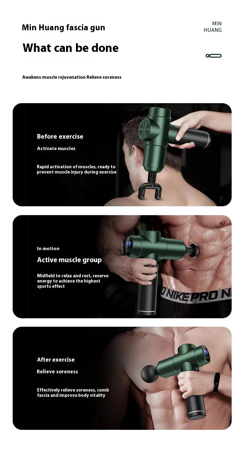 2025 New Massage Gun Body Massager Muscle Relaxer Electric LED Display 8 Kinds of Professional Massage Head Fascia Gun Gift